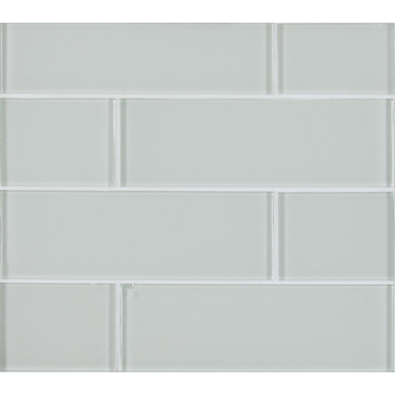 3 in. x 9 in. Glossy Glass Subway Wall Tile, Olivian White