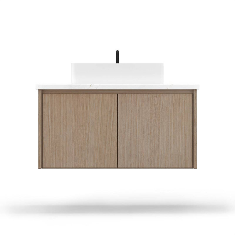 Gilded Single Bath Floating Vanity, Natural Weathered, 24"