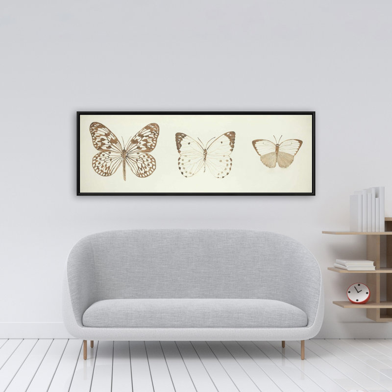 Sepia Butterflies Canvas - Rustic Insect Framed Home Decor