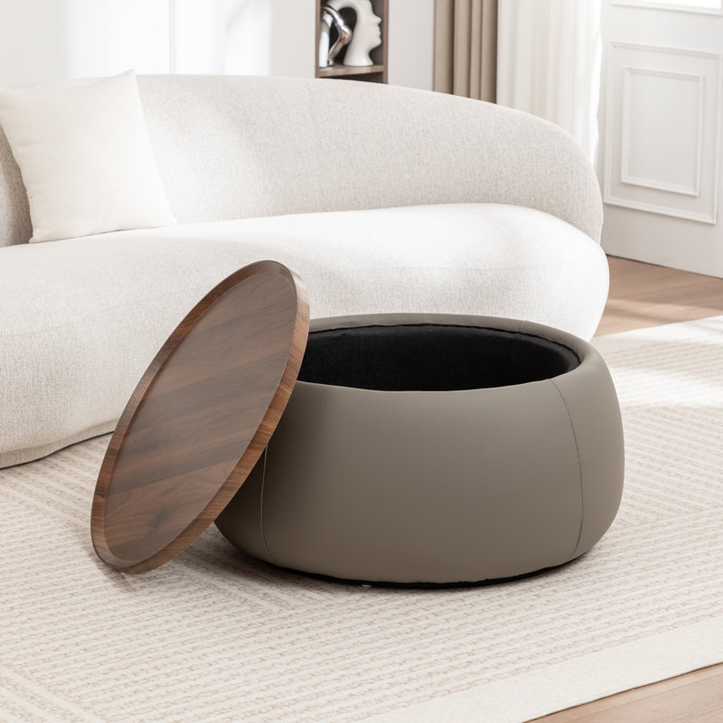Repose-pieds de cocktail rond avec rangement Pietsch, Dark Grey