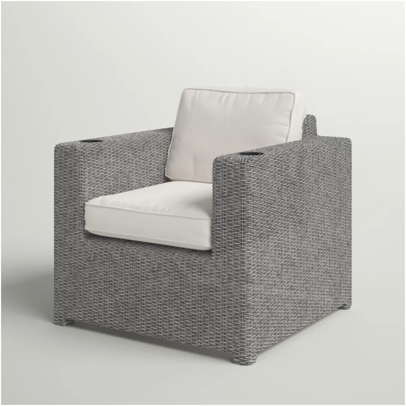 Fully Assembled Patio Chair With Cushions, Gray, Cream