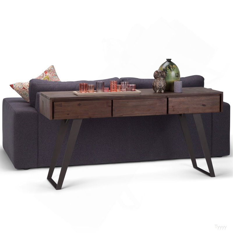 Lowry - Console Sofa Table - Distressed Charcoal Brown, Dark Brown
