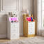 Narrow Bedside Cabinet with 3 Drawers & 2 Open Shelves, White-Brown Slim Nightstand with RGB LED Light & UK Charging Station 2AC/2USB, Wooden Corner Side Table for Bedroom Living Room Sofa Side, UK Plug-79699609