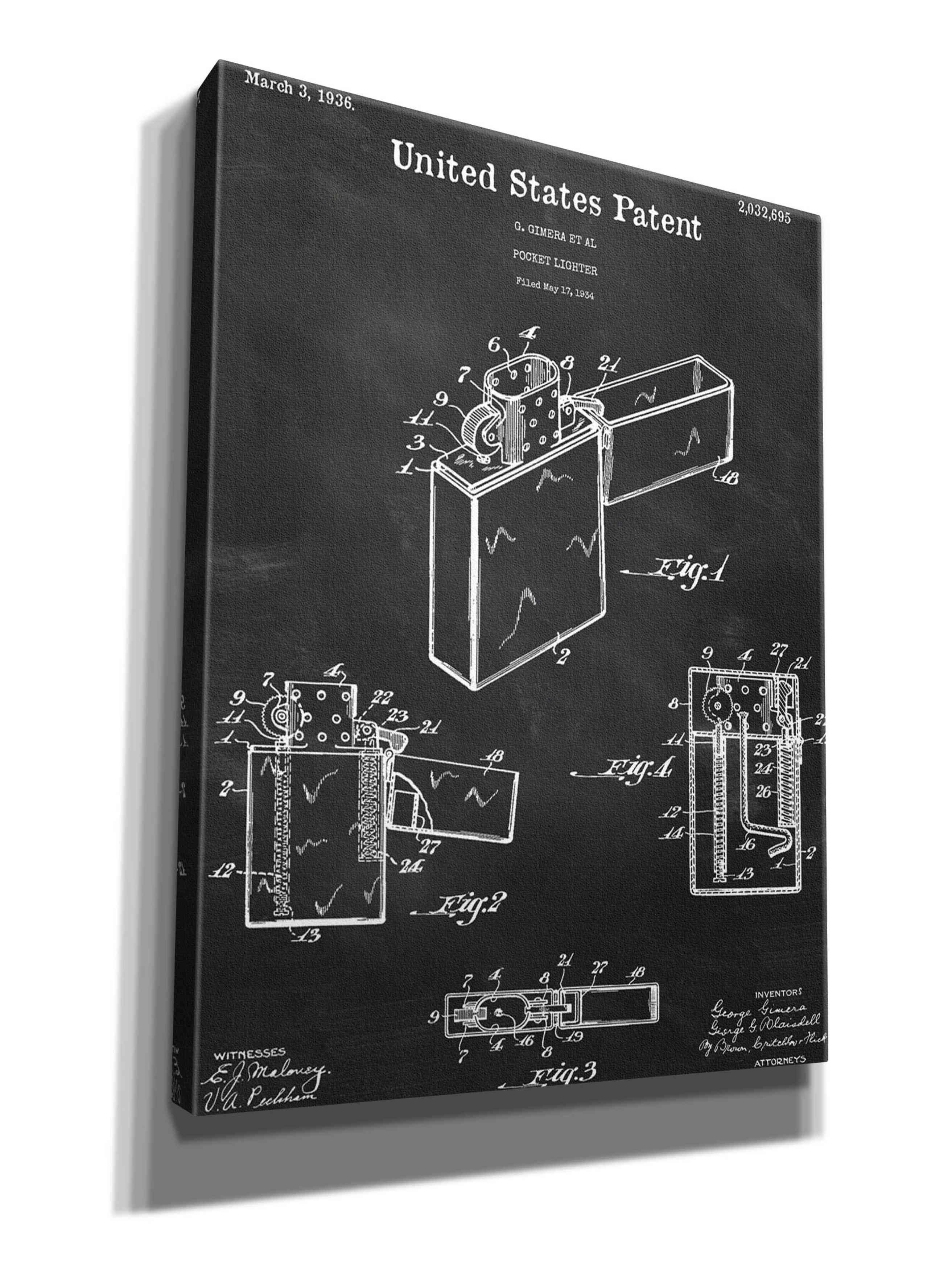 Williston Forge Pocket Lighter Blueprint Patent Chalkboard On Canvas ...