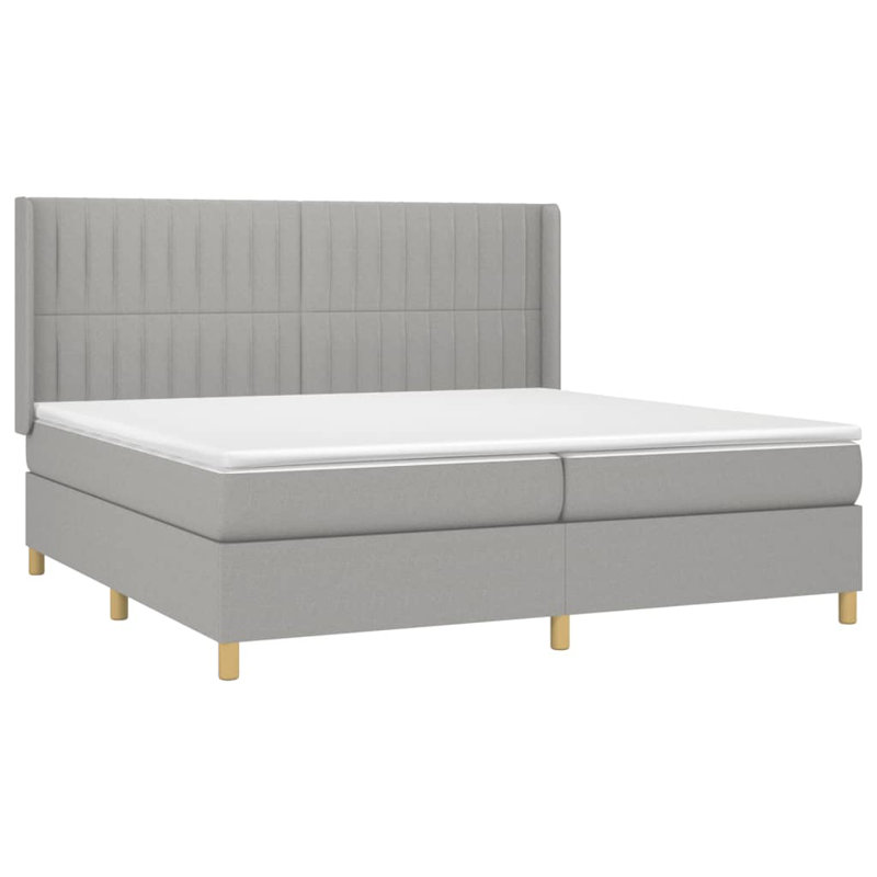 Alseepa Fabric Bed with Mattress, Light Grey/Gold