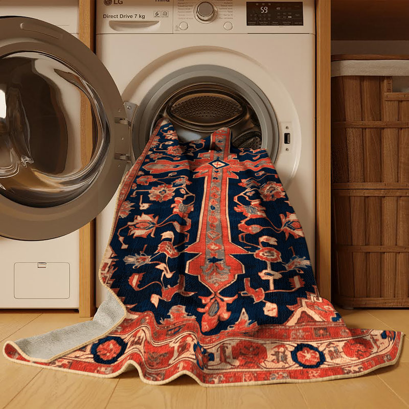 Tapis brun lavable à la machine, Carré 5 pi