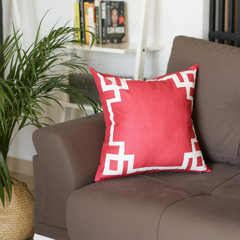 Housse de coussin géométrique, Rouge, 18 po x 18 po, Housse de coussin seulement - sans coussin
