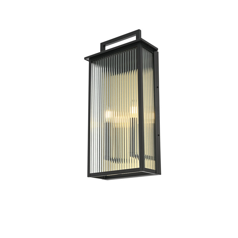 Moy Outdoor Wall Sconce in Black, 23" H x 11.5" W x 5.5" D