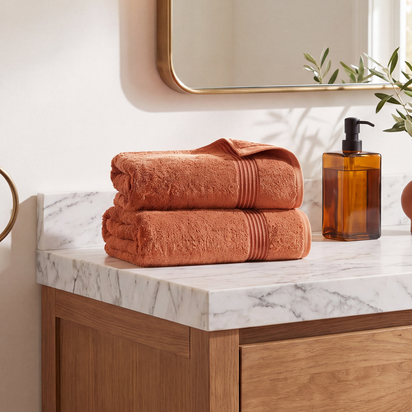 Oleg Egyptian Cotton Bath Sheet Set, Bath Towels - 2 Pack, Copper