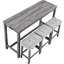 Table de petit-déjeuner industrielle avec prise électrique, ensemble de 4 pièces pour cuisine et salon - Sièges ergonomiques aspect bois, coin repas avec prises électriques, chaises de bar grises en mousse à mémoire de forme