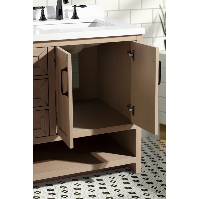 Wellsville 55'' Double Bathroom Vanity with Quartz Top