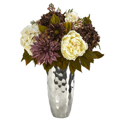 Silk Peony Arrangement in Vase