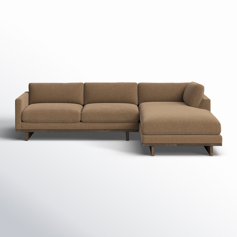 Menades Upholstered L-Shaped Sectional, Right Hand Facing, 32" H x 125" W x 70" D, Antwerp Cafe Linen Blend