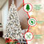 Arbre de Noël enneigé 9 pi, 750 lumières blanches chaudes, pointes de 1964 et branches d'aiguille dure, configuration à charnières pour un vrai arbre de Noël