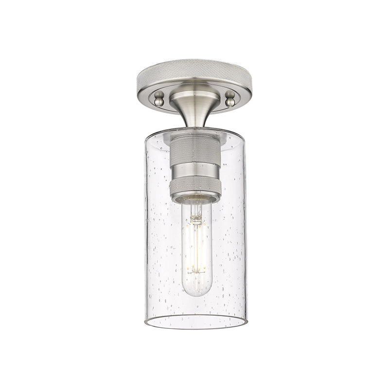 Plafonnier encastré 1 lumière Crown Point, Grainé, H 9,63 po x l 4 po X P 4,5, Nickel satiné