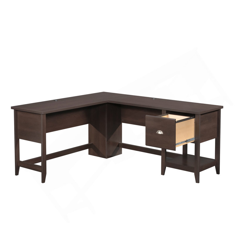 Bureau en L, finition brune