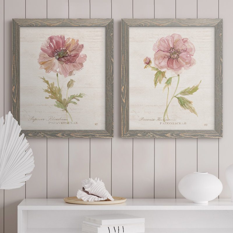 «Soft Poppy», ensemble de reproduction d'art sur toile, Cadre gris, H 31,5 po x l 47 po x P 1,5 po