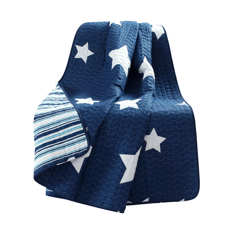 Jeté en coton Star Star, l 50 po x L 60 po, Bleu marine