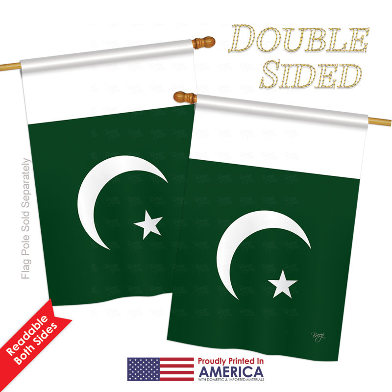 Drapeau de maison en polyester 2 côtés pakistanais, H 18,5 po x l 13 po