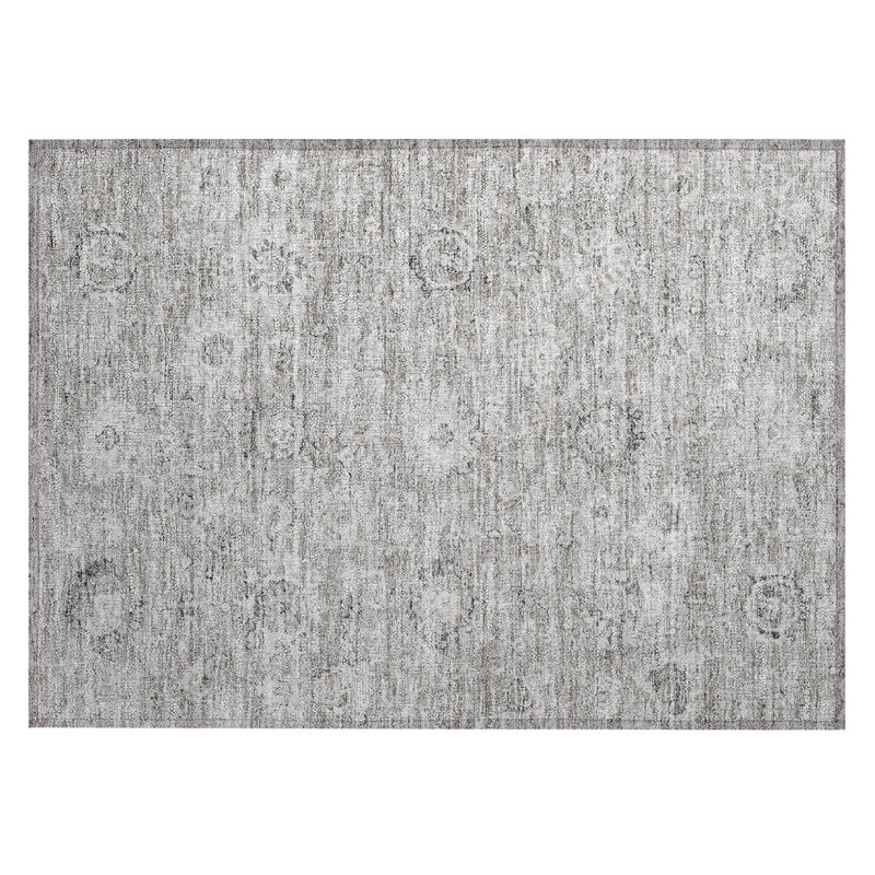 Gray Flat Woven Rectangular Washable Area Rug
