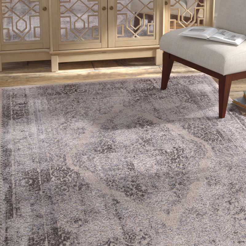 Tapis argenté / gris Brinkerhoff, Rectangle 7 pi 10 po x 10 pi 10 po