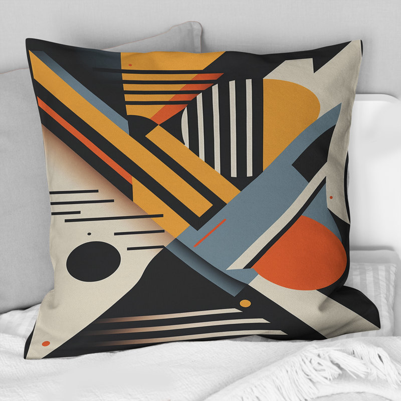 Graphic Retro Compositions I - Coussin décoratif à imprimé géométrique abstrait