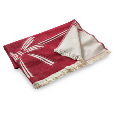 Christmas Red  Bow Reversible Throw