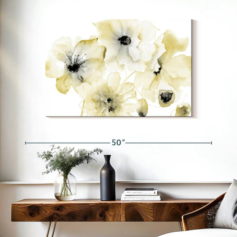 Harnek Gray Yellow Flora II, 26" H x 39" W