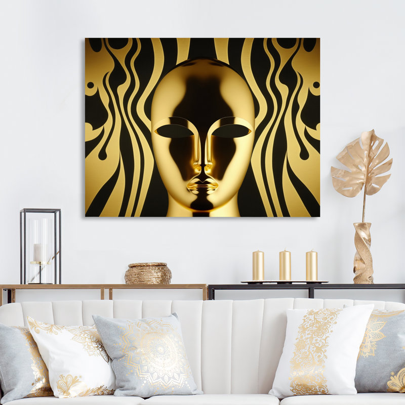 Décoration murale abstraite masque futuriste, H 12 po x l 20 po x P 1 po