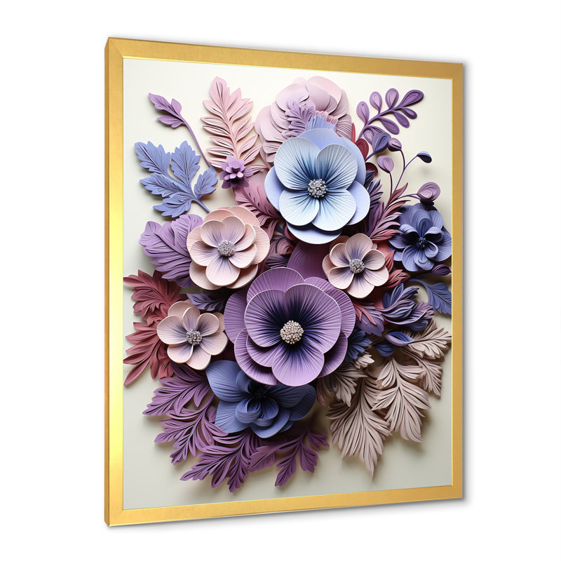 Art mauve dans les pensées, Cadre doré simple, H 32 po x l 24 po x P 1 po