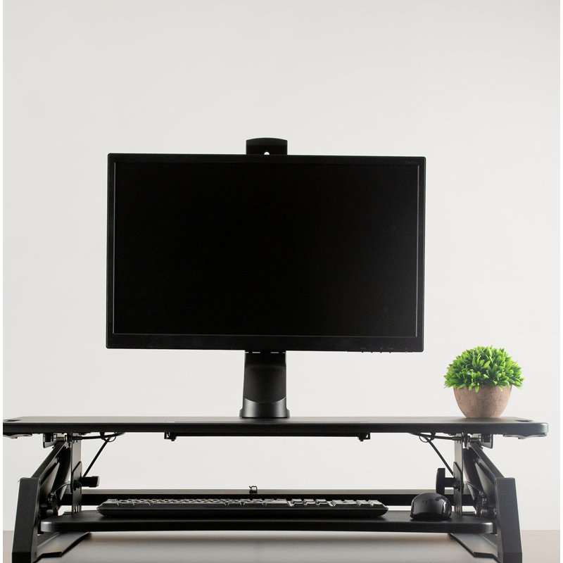 Black Steel Adjustable Single Monitor Mount for Standing Desk