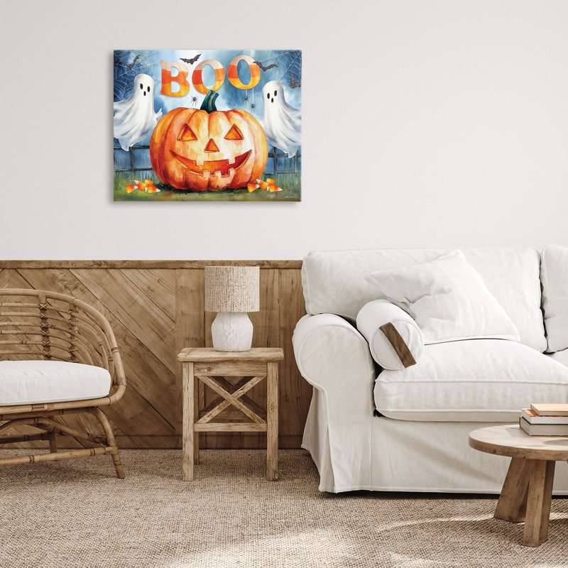 Boo Ghost & Jack-o-Lantern, toile par Nicole DeCamp, H 16 po x l 20 po