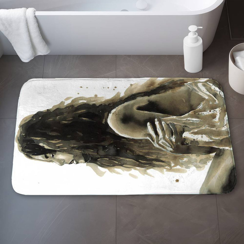 Woman in sepia Bath Mat with Non-Slip Backing - Quick Dry Memory Foam Bathroom Rug - Absorbent - Modern Plush Spa-Style - Machine Washable
