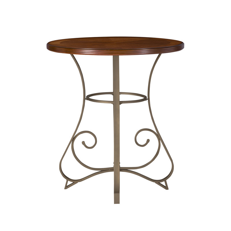Hamilton 36" Round Cherry & Pewter Metal Pub Table