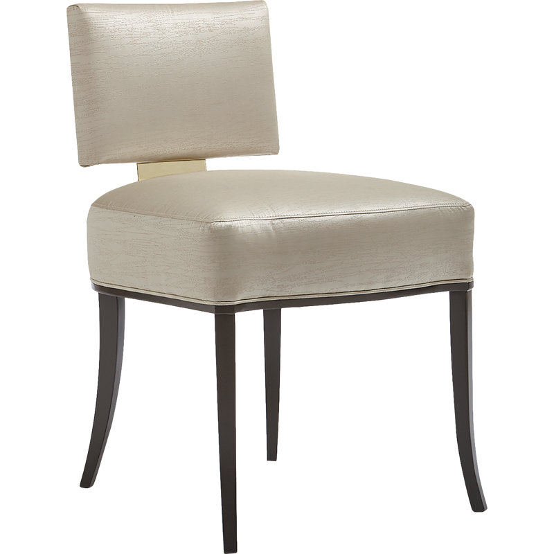 Reserved Seating Upholstered Dining Chair, Light Yellow, Bronze/Gold