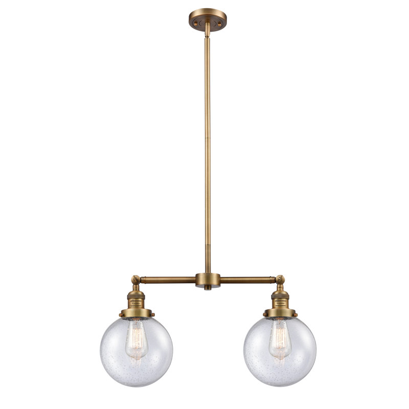 Luminaire suspendu pour îlot de cuisine 2 lumières Clementina, Ampoule DEL 6 watts Vinage, Grainé, Laiton brossé