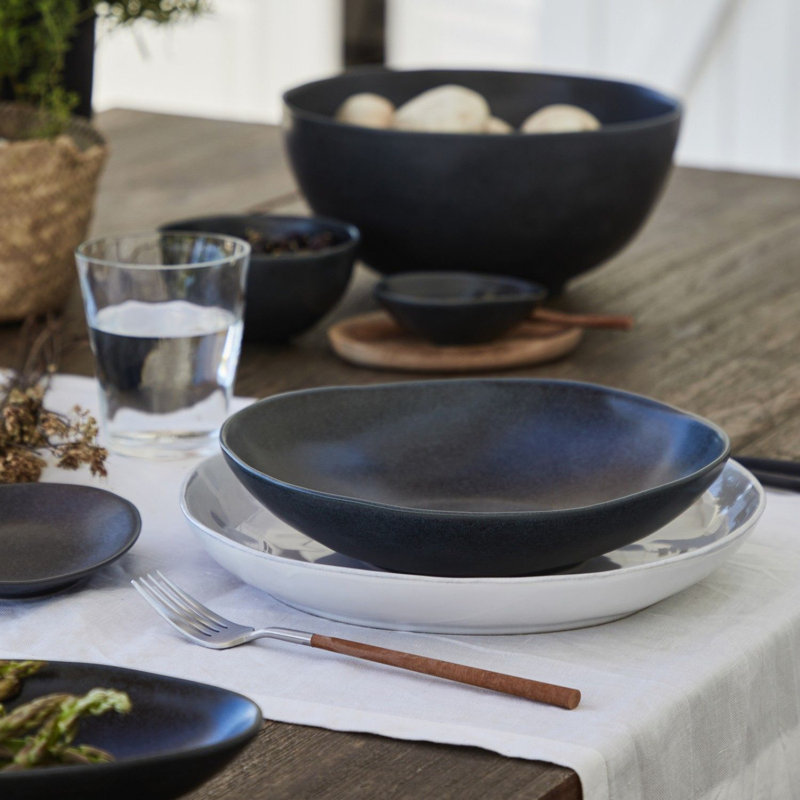 Livia Stoneware Pasta Dish, Matte Black