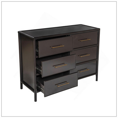 Storage Cabinet, Stylish Style, Suitable For Living Room And Dining Room Entrance, Large Size, 6 Drawers, Dark Brown