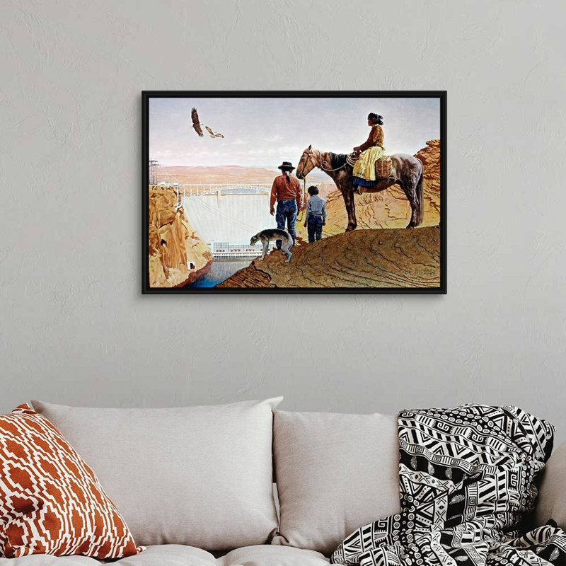 Art mural sur toile Norman Rockwell Glen Canyon Dam, H 26 po x l 38 po x P 1,75 po, Cadre flottant noir