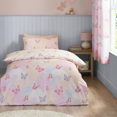 Ombre Butterflies Reversible Duvet Cover Set