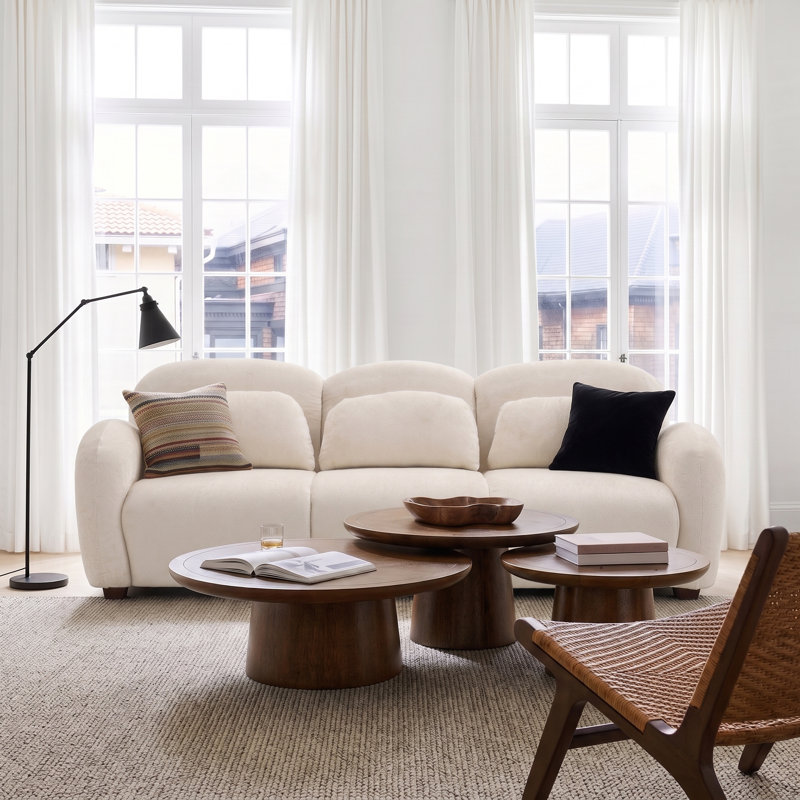 Nara 78" Modern 3-Seater Upholstered Sofa With 3 Pillows