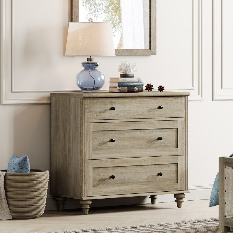 Commode 3 tiroirs l 33,9 po Scarlett, Gris délavé