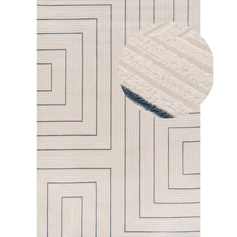 Carmel Modern Geometric Cream/Navy Area Rug, Rectangle 160 x 230 cm