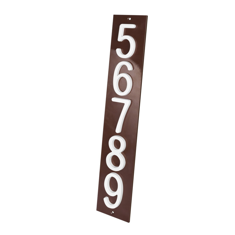 Plaque d'adresse verticale Amgo, Brun, Blanc, Oui