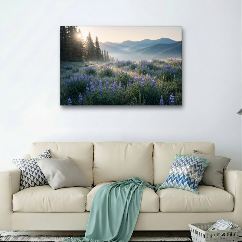 Ensemble de 1 tableau sur toile « Prairie de montagne », H 28 po x l 40 po, Toile tendue