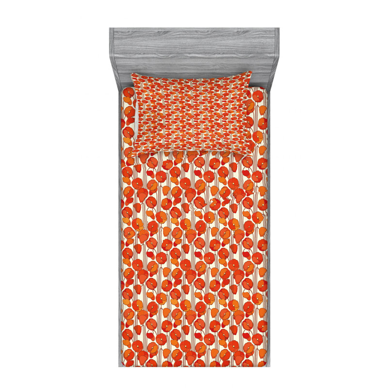 Microfiber Floral Sheet Set, Twin Sheet Set with Fitted Sheet