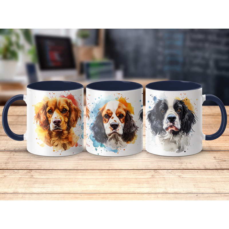 Cavalier King Charles Spaniel Art 11oz Coffee Mug, 2, Navy
