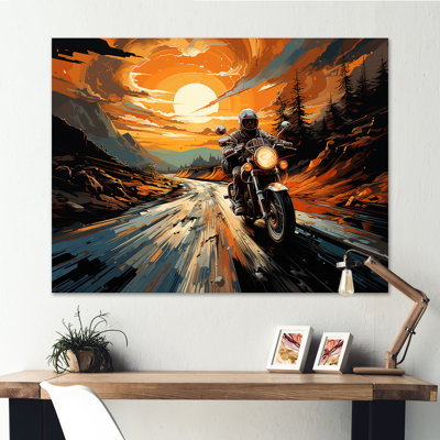 «Expressionist Moto Ride II», reproduction d'art sur toile encadrée