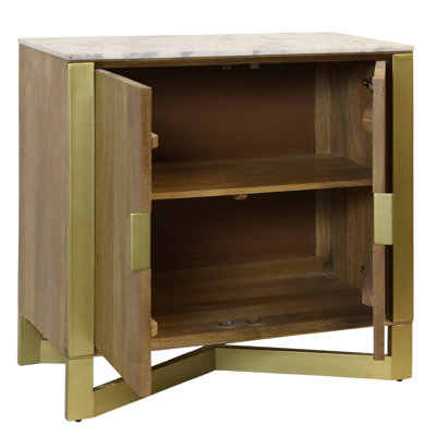 Armoire 2 portes Astoria Barcelona - Tabac clair avec plateau en marbre
