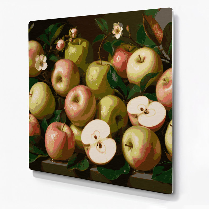 Art mural en métal Fruit Rose Apple Brown, 8" H x 8" W
